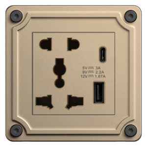 2 PIN, 3 PIN Universal Socket With Dual USB (D8)