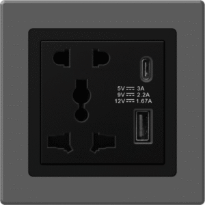 2 Pin, 3 Pin Universal Socket With Dual USB